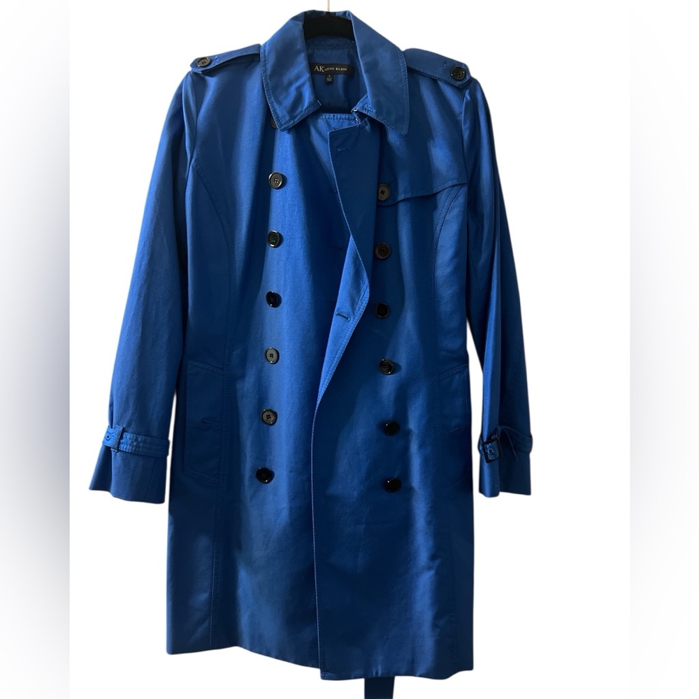 Anne Klein Blue Trench Coat Size Small